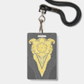 Badge Flamme Ornementale Dorée (Avant avec lanière)