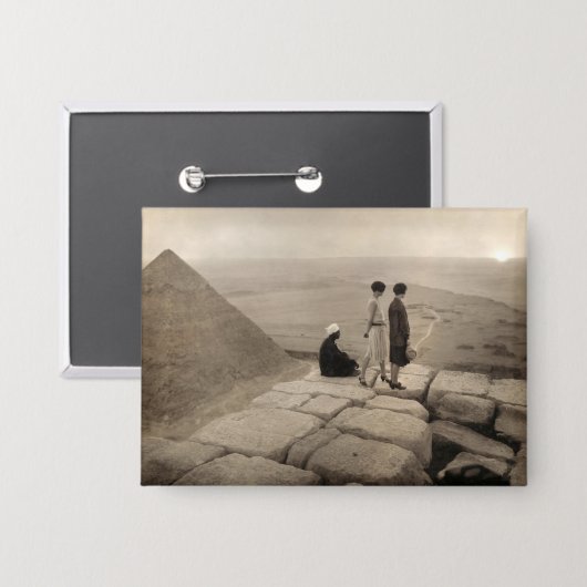 Badge Flapper Girls Sunrise Khufu Pyramid, Égypte 1920 (Recto/Verso)