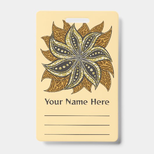 Badge Fleur africaine abstraite de style batik (Avant)