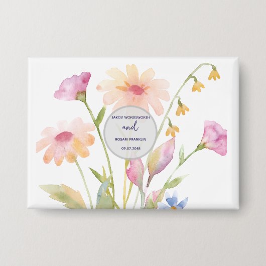 Badge fleur aquarelle modifiable (Recto)
