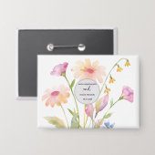 Badge fleur aquarelle modifiable (Recto/Verso)
