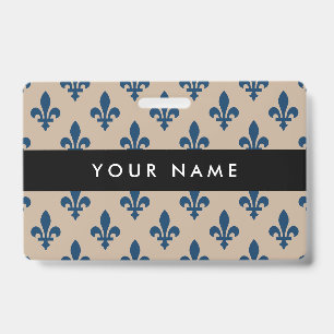 Badge Fleur de Lis Motif, Français, Royal, Bleu marine