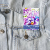 Badge Fleur de Pansy Violet Fleur Floral Femme Nom Anniv (Insitu)