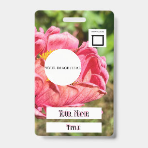 Badge Fleur de Zinnia Rose Image personnalisée Logo Nom