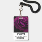 Badge Fleur gothique de rose violet-rouge (Back with Lanyard)