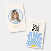 Badge Fleur groovy rétro boho entreprise (Avant & arrière)