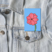 Badge Fleur rose pleine avec fond bleu (Insitu)