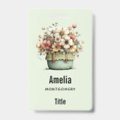 Badge Fleurs dans un pot Cozy Shabby Mignon Fleuriste (Arrière)