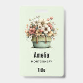 Badge Fleurs dans un pot Cozy Shabby Mignon Fleuriste (Avant)