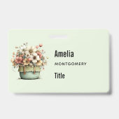 Badge Fleurs dans un pot Cozy Shabby Mignon Fleuriste (Avant)
