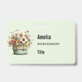 Badge Fleurs dans un pot Cozy Shabby Mignon Fleuriste (Arrière)