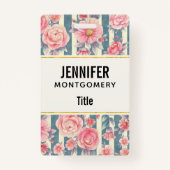 Badge Fleurs d'aquarelle rose sur bandes (Dos)