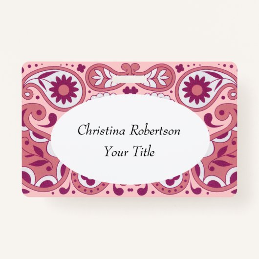 Badge Fleurs de design rose vif Paisley Tear Drop (Devant)