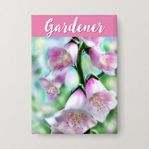 Badge Fleurs de digitale florales rose personnalisées po