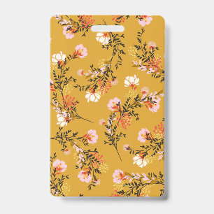 Badge Fleurs de fond jaune
