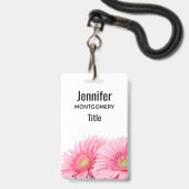 Badge Fleurs de gerbera roses Élégante Photographie (Avant avec lanière)
