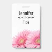 Badge Fleurs de gerbera roses Élégante Photographie (Arrière)