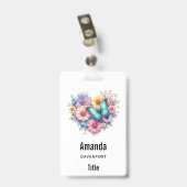 Badge Fleurs de marguerite avec un beau papillon (Arrière avec clip)