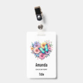 Badge Fleurs de marguerite avec un beau papillon (Avant avec clip)