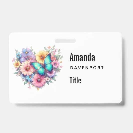 Badge Fleurs de marguerite avec un beau papillon (Avant)