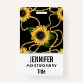 Badge Fleurs de soleil jaunes élégantes Motif élégant su (Devant)