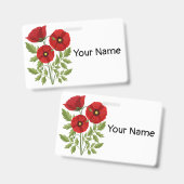 Badge Fleurs d'été joyeuses de pavot en fleurs (Avant & arrière)