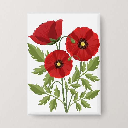 Badge Fleurs d'été joyeuses floraison de pavot (Recto)