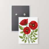 Badge Fleurs d'été joyeuses floraison de pavot (Recto/Verso)