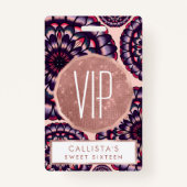 Badge Fleurs en Acrylique Peintes de Couleur Rose Pourpr (Devant)