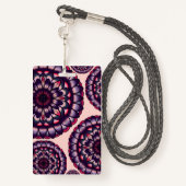 Badge Fleurs en Acrylique Peintes de Couleur Rose Pourpr (Derrière avec lanière)