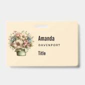 Badge Fleurs Fantaisistes dans un Pot de Fleurs Mignonne (Avant)