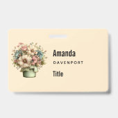Badge Fleurs Fantaisistes dans un Pot de Fleurs Mignonne (Arrière)