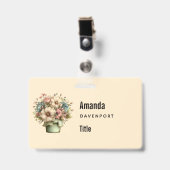 Badge Fleurs Fantaisistes dans un Pot de Fleurs Mignonne (Avant avec clip)