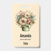 Badge Fleurs fantaisistes dans un pot de planteur mignon (Arrière)