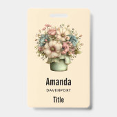 Badge Fleurs fantaisistes dans un pot de planteur mignon (Avant)