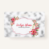 Badge Fleurs Roses Et Verre Bleu Argent (Devant)