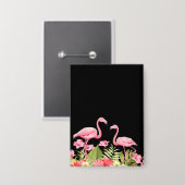 Badge Fleurs tropicales et design de flamants roses (Recto/Verso)