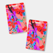 Badge Fleurs Tropicales Roses (Avant & arrière)