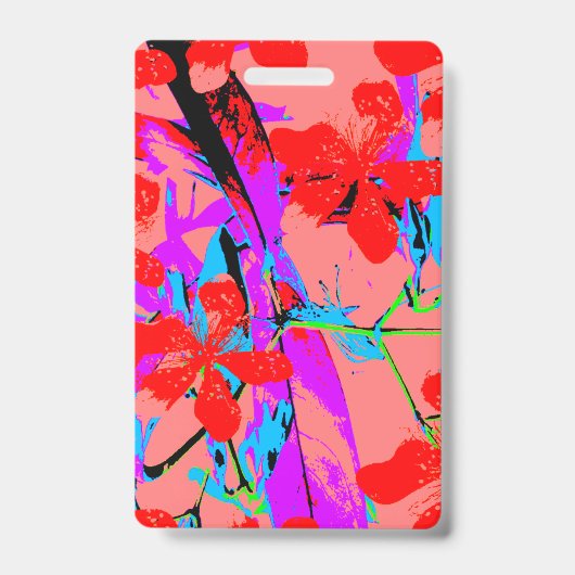 Badge Fleurs Tropicales Roses (Avant)