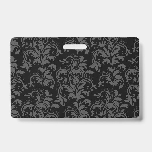 Badge Floral Élégant Noir (Avant)