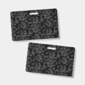 Badge Floral Élégant Noir (Avant & arrière)