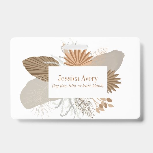 Badge floral tropical Boho en terre cuite (Face)