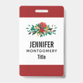 Badge Flore moderne rouge vert et or Noël (Arrière)