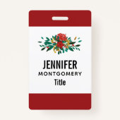 Badge Flore moderne rouge vert et or Noël (Dos)