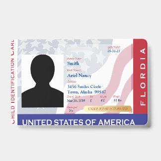 Badge FLORIDA - Carte d'identité enfant - Arrière - plan