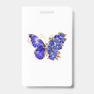 Badge Flower Sapphire Butterfly