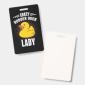 Badge Folle fille au canard en caoutchouc (Avant & arrière)