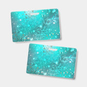 Badge Fond en feuille de turquoise menthe (Avant & arrière)