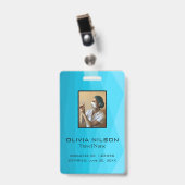 Badge Fond polygonal bleu et photo (Avant avec clip)