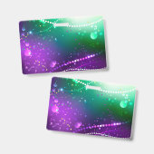 Badge Fond violet festif de Mardi Gras (Avant & arrière)